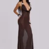 Robe longue plongeante en maille Moara