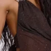 Robe longue plongeante en maille Moara