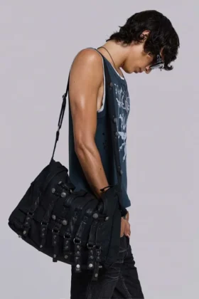 Sac à bandoulière en denim enduit « Drummer »