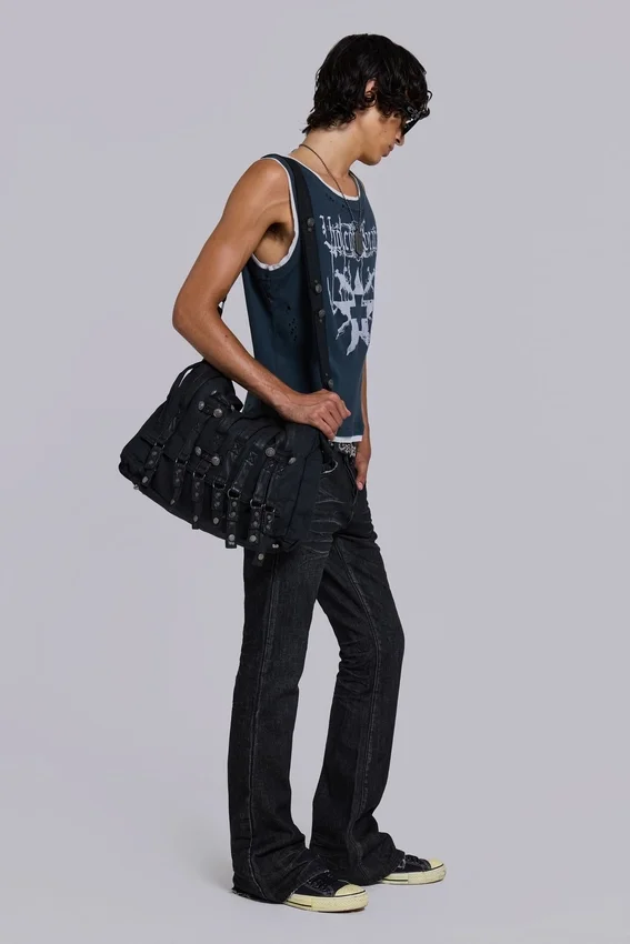 Sac à bandoulière en denim enduit « Drummer »
