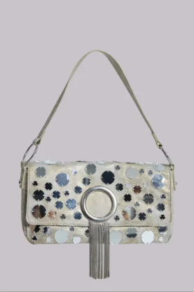 Sac à bandoulière métallisé à miroirs Chara