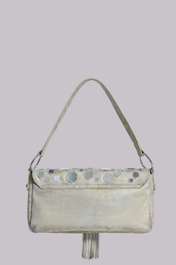 Sac à bandoulière métallisé à miroirs Chara
