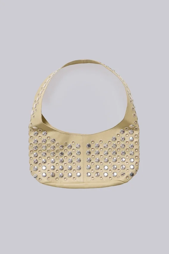 Sac en cuir clouté Osmium, couleur crème