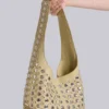 Sac en cuir clouté Osmium, couleur crème