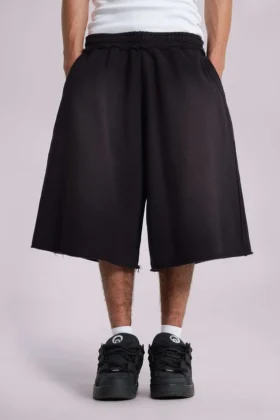 Short baggy de jogging Monster noir délavé