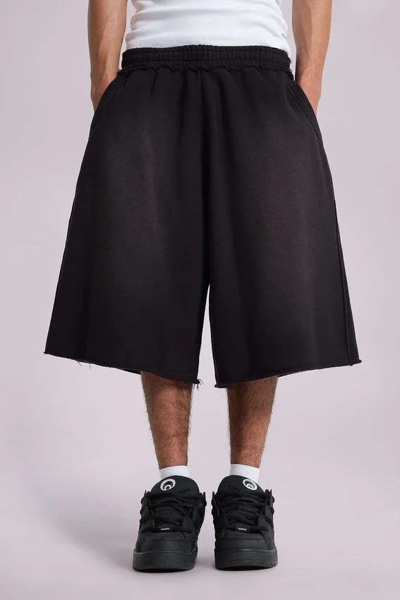 Short baggy de jogging Monster noir délavé