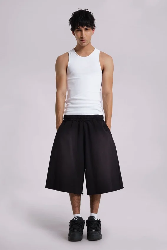 Short baggy de jogging Monster noir délavé