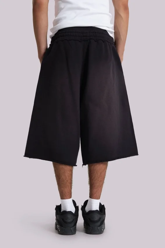 Short baggy de jogging Monster noir délavé