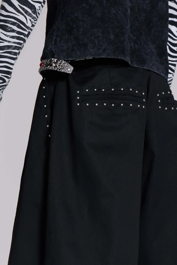 Short baggy Goliath noir clouté XL