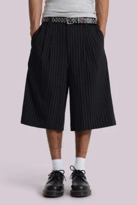 Short baggy Goliath noir à fines rayures