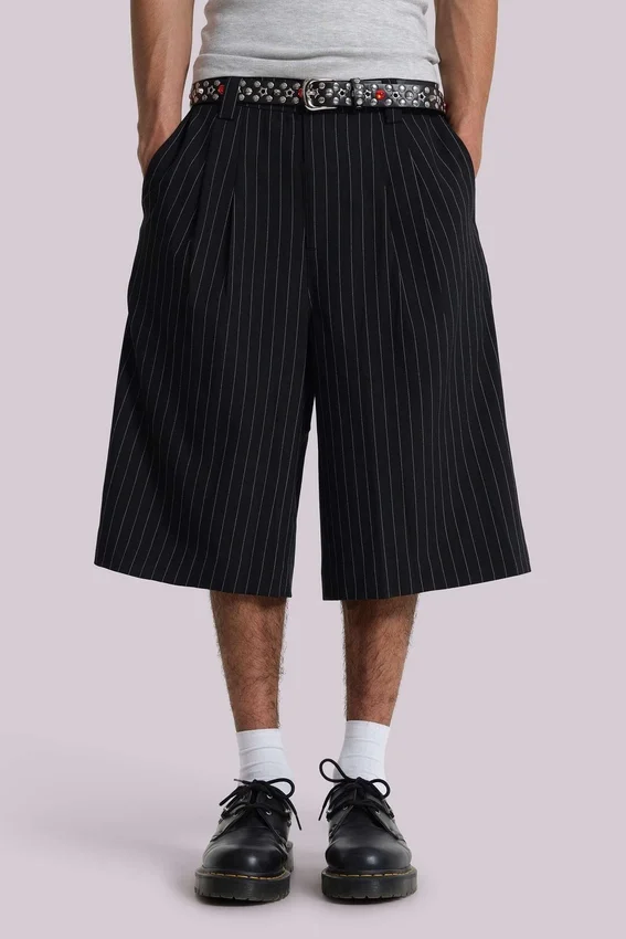 Short baggy Goliath noir à fines rayures