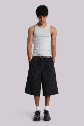 Short baggy Goliath noir à fines rayures