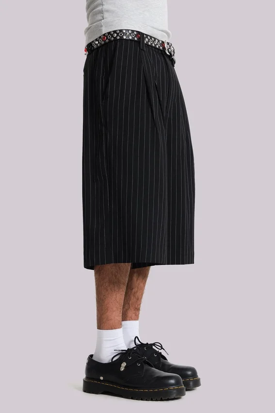 Short baggy Goliath noir à fines rayures