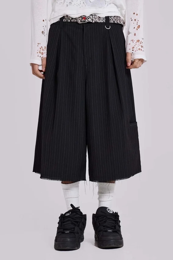 Short baggy noir Goliath XL à fines rayures