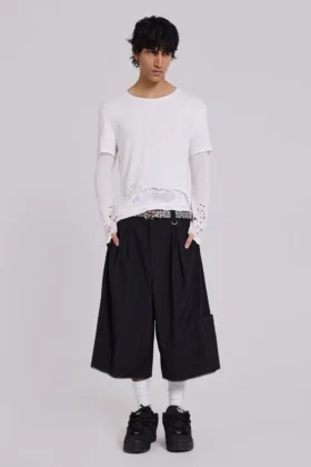 Short baggy noir Goliath XL à fines rayures