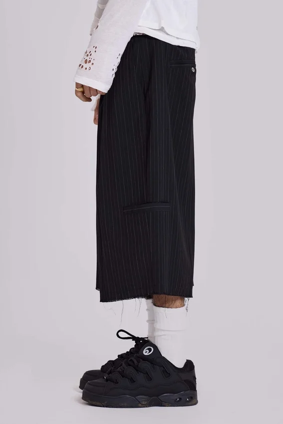 Short baggy noir Goliath XL à fines rayures