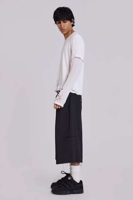 Short baggy noir Goliath XL à fines rayures
