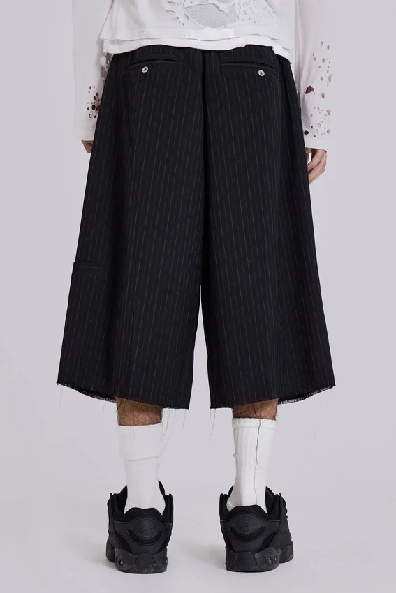 Short baggy noir Goliath XL à fines rayures