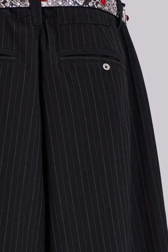Short baggy noir Goliath XL à fines rayures