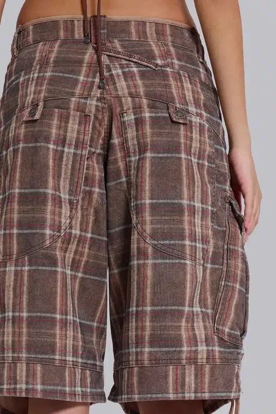 Short Cadet à carreaux marron