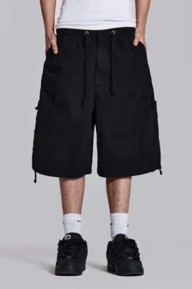 Short cargo baggy noir « Parachute Cargo »