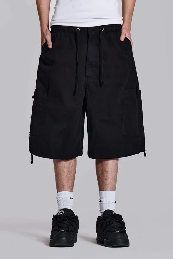 Short cargo baggy noir « Parachute Cargo »