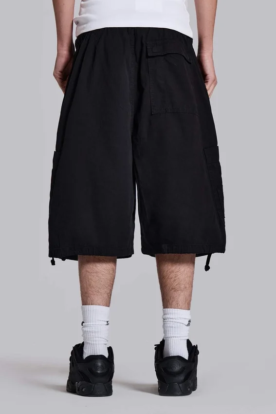 Short cargo baggy noir « Parachute Cargo »