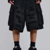Short cargo « Beach » noir délavé