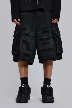 Short cargo « Beach » noir délavé