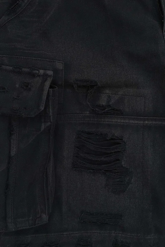 Short cargo « Beach » noir délavé