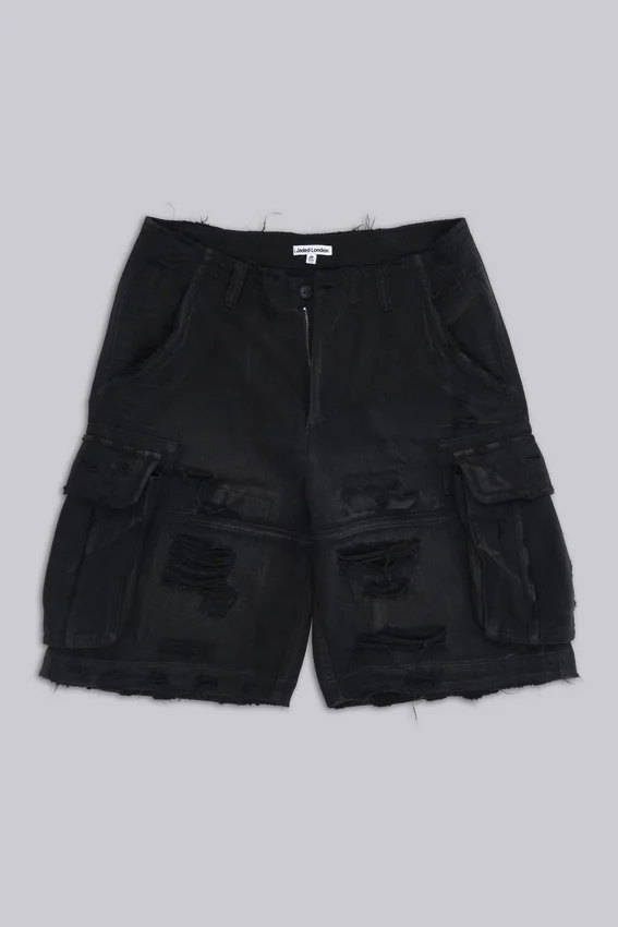 Short cargo « Beach » noir délavé
