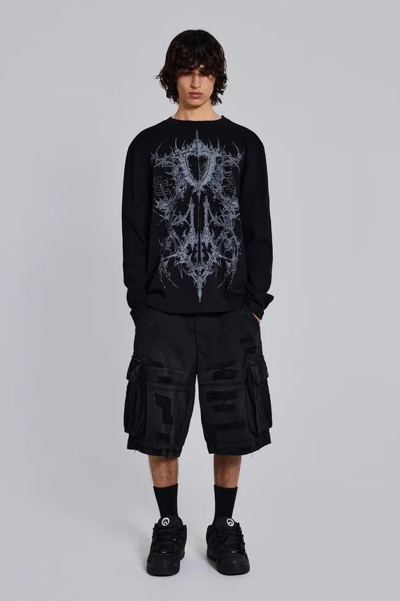 Short cargo « Beach » noir délavé