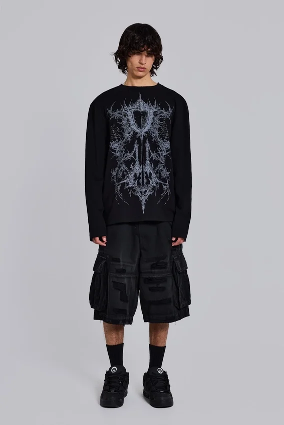 Short cargo « Beach » noir délavé