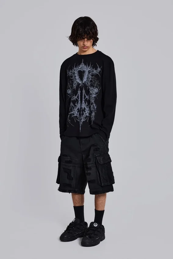 Short cargo « Beach » noir délavé