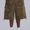 Short cargo en toile de parachute motif camouflage forêt