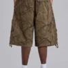 Short cargo en toile de parachute motif camouflage forêt