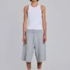 Short de jogging « Monster » en tissu gaufré gris chiné
