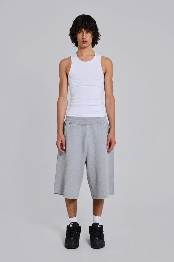 Short de jogging « Monster » en tissu gaufré gris chiné