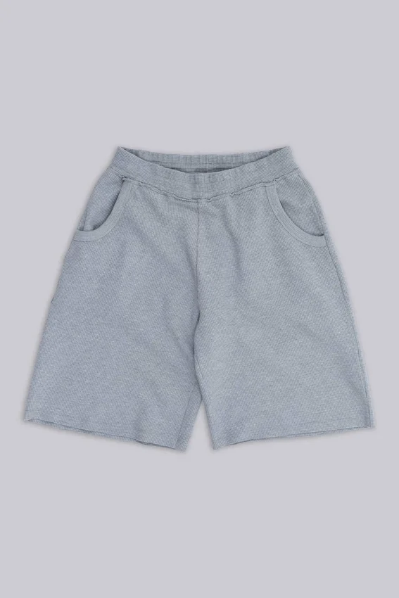 Short de jogging « Monster » en tissu gaufré gris chiné