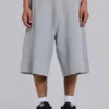 Short de jogging « Monster » en tissu gaufré gris chiné