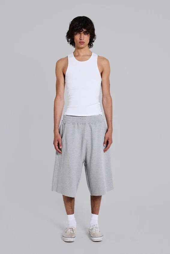 Short de jogging « Monster » en tissu gaufré gris chiné