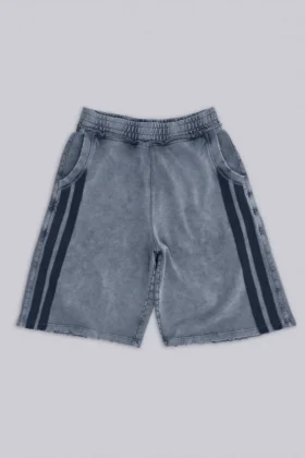 Short de jogging « Monster » gris délavé à rayures sportives