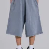 Short de jogging « Monster » gris délavé à rayures sportives