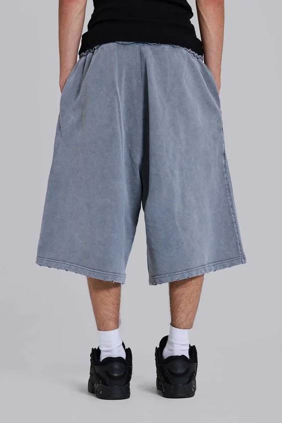 Short de jogging « Monster » gris délavé à rayures sportives