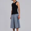 Short de jogging « Monster » gris délavé à rayures sportives