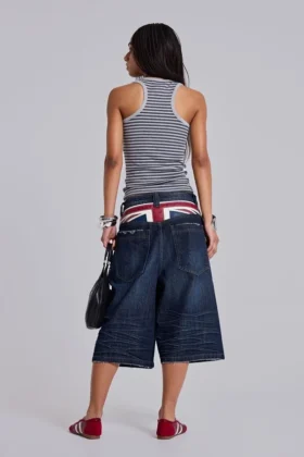 Short en jean Colossus « Union Jack » indigo