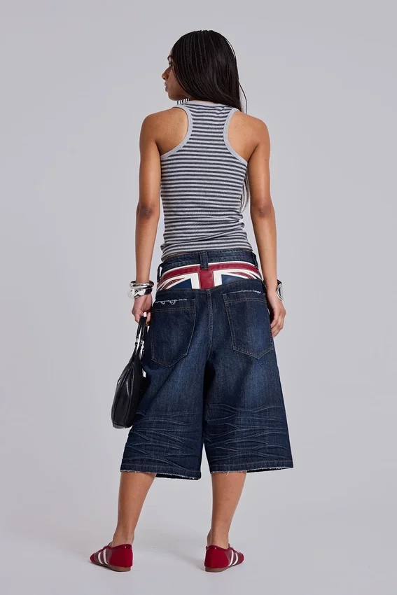 Short en jean Colossus « Union Jack » indigo