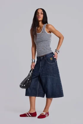 Short en jean Colossus « Union Jack » indigo