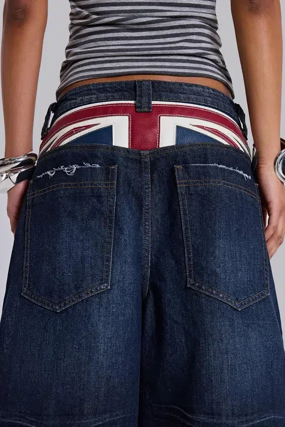 Short en jean Colossus « Union Jack » indigo
