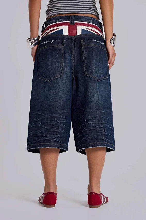 Short en jean Colossus « Union Jack » indigo